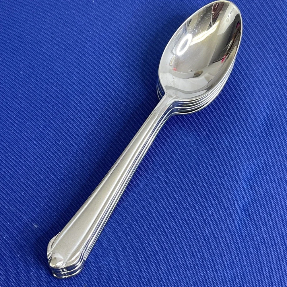 6 Mikasa CLASSICO SATIN Oval Soup Spoons Indonesia 18/0 Flatware‎ Silverware